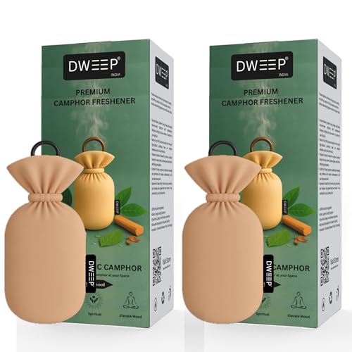 Image of Dweep Organic Camphor Air Freshener Pack of 2 | 100% Camphor Based | Long Lasting Freshener for Car, Wardrobe, Office Cabin, Travel Bag & Bathroom | Natural Odor Control (SANDALWOOD-PACK OF 2)