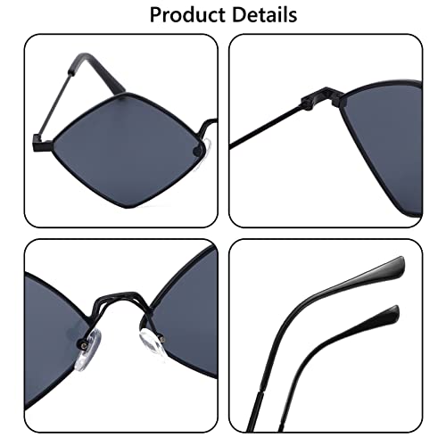 Retro Diamond Shape Sunglasses for Men & Women, Metal Quadrilateral Frame Shades UV Protection Film Sun Glasses4