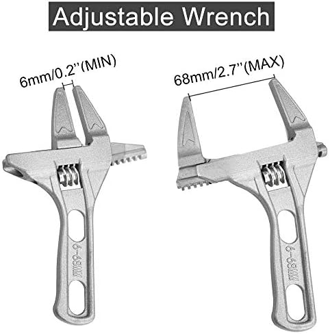 DURANTEY Adjustable Wrench Wide Jaw Wrenches 6-68mm Shifting Spanner Large Opening Bathroom Spanner Wide Mouth Adjustable Spanner Aluminum Alloy Drop Forged for Tightening or Loosening Nuts and Bolts