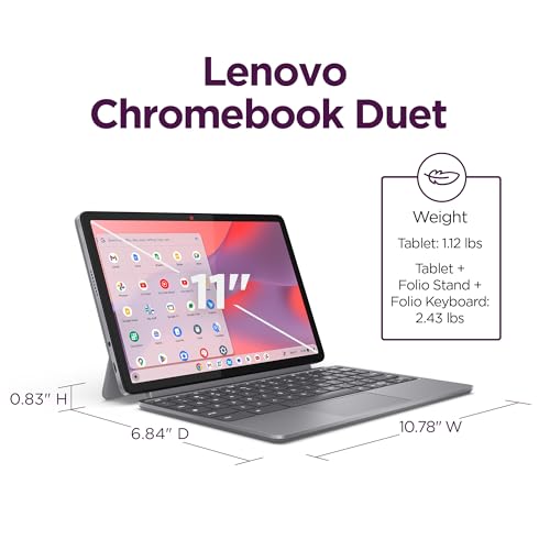 Lenovo Chromebook Duet - 2025 - Convertible Laptop - ChromeOS - 10.95" WUXGA IPS Touch Display - 4GB Memory - 64GB Storage - MediaTek Kompanio 838 - Luna Grey by Lenovo - Image 7