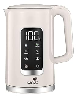 SENYA Bollitore elettrico 1,7 l | Grande schermo digitale | 5 programmi di temperatura automatica e regolabile | Funzione mantenere al caldo | Base a 360° e impugnatura ergonomica | Colore crema