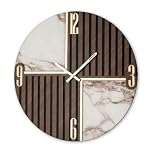 Generico Artidea Orologio da Parete, Soggiorno, Cucina, Moderno,Effetto marmo, Legno canettato, Lavorazione a resina, Numeri a rilievo Made in Italy (Cross S, 60 cm)