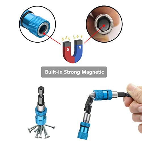 Seonfook 3Pcs 60Mm Drywall Screw Bits Setter Dimpler Magnetic Bit Holder With Phillips Ph2 Screwdriver Bits 1/4 Inch Hex Shank Driver Bits Adjustable Depth Screw Holder (Blue) #TOP4