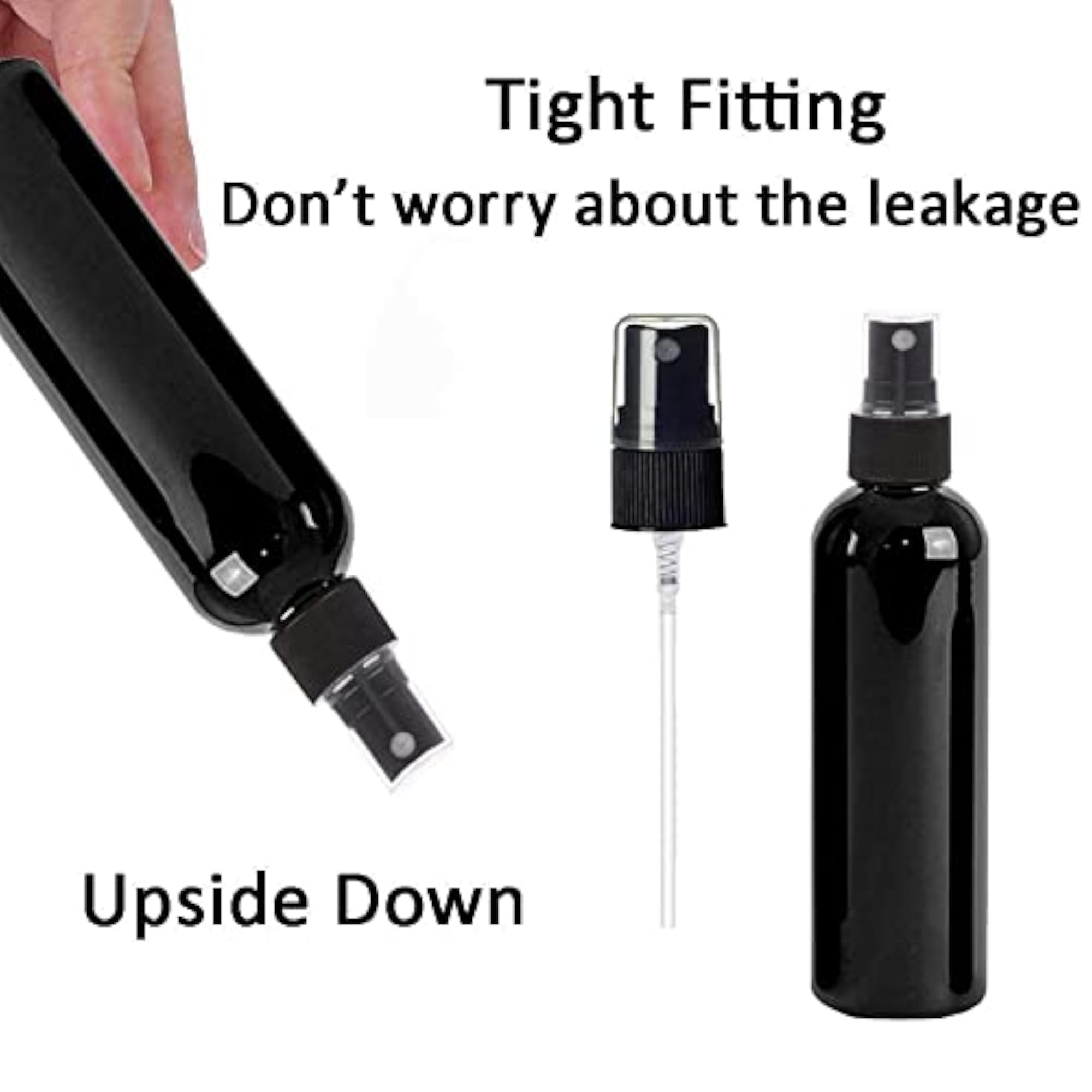 100ml Black Cylindrical Empty Spray Bottles, Set of 4