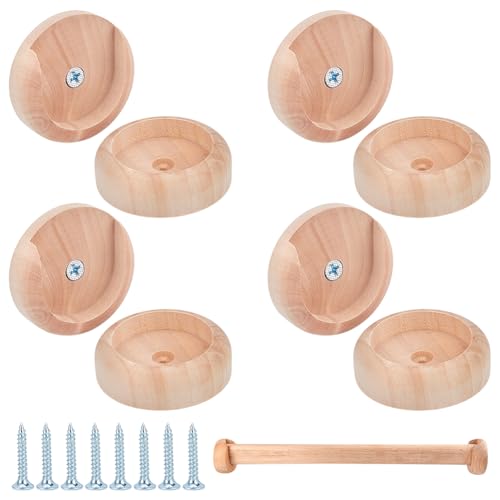 WADORN 2 Satz Holzsockel Für Kleiderstangen Kleiderstangenhalterung Aus Holz Mit Schrauben 1 7/16 Zoll U Förmige Kleiderstangenhalter Für Den Kleiderschrank Vorhang Hochleistungs Stangenhalterungen