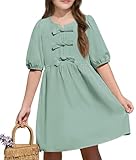 Matériel : cette robe à manches courtes pour filles est fabriquée en tissu doux et léger de haute qualité et offre un confort maximal aux filles.