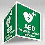 V Safety AED Automated External Defibrillator - 3D Corridor Sign 340 x 150 mm - 3mm Indoor Palboard Safety Sign