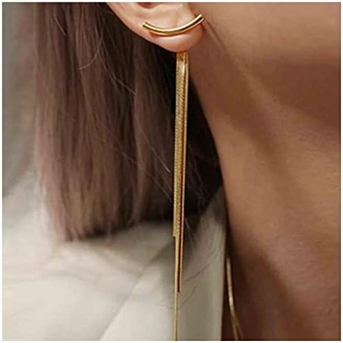 Yheakne Punk Snake Chain Earrings Gold Dangle Chain Earrings Arc Bar Ear Jackets Long Drop Dangle Earrings Irregular Drop Earrings for Women and Girls