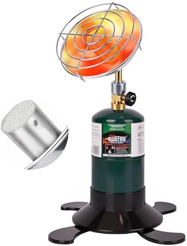 Portable Propane Heater with Catalytic Burner for Camping Outdoor Space 6200BTU Power with Control Valve Patio Heater 1lb Small Propane Gas Tank Holder Tent Garage Fishing stove buddy(Upgraded Burner)