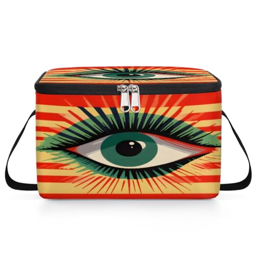 GzLeyigou Seeing Eye Lunch Bags for Women Men 9 Cans, Hot & Cold Food Delivery Bag Insulated Grocery Bag Insulated Lunch Box Ethic Cooler Bag for Office Work Picnic Beach