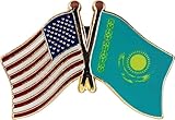 USA and Kazakhstan Flag Die-struck Metal Friendship Lapel Pin with Butterfly Clasp Closure