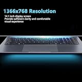 Laptop 14,1 Cala, Wyświetlacz 1366x768 z dbałością o Wzrok, Celeron N3350, 6GB DDR3 256G SSD, Laptop 10 Pro, Kamera Internetowa, Przenośny Laptop dla Studentów Biznesowych