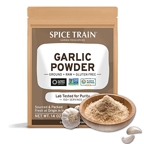 Spice Train, Garlic Powder (397G/14Oz) Non-Gmo, Gluten Free, Raw From India - Seasoning For Cooking - Resealable Zip Lock Pouch - Direct From Source #TOP2