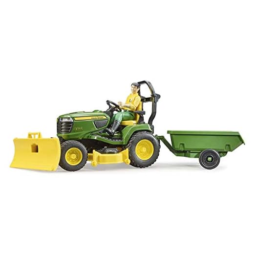 Bruder 09824 bworld John Deere Lawn Tractor w Trailer and Gardener