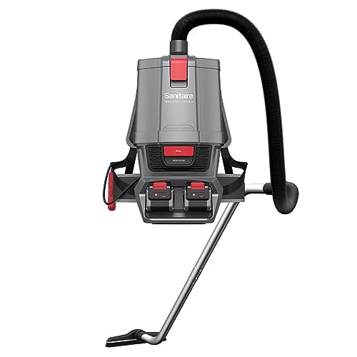 Sanitaire Transport Commercial Cordless Backpack Vacuum with Adjustable Wand, Dual 24V Batteries, Handheld Controls, SC580A. Gray by Sanitaire - Used condition - US$702.64