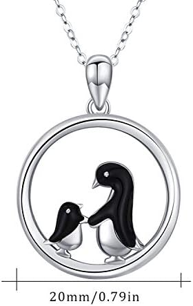 Penguin Necklace for Women 925 Sterling Silver Heart Penguin Pendant with Moonstone Crystal Cute Animal Winter Jewellery Penguin Gifts for Women Girls