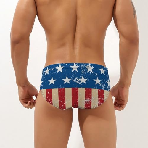 U.S.A. Vintage Flag Mens Swim Briefs Bikini Sexy Low Rise Trunks Swimsuit Bathing Suit Beach2