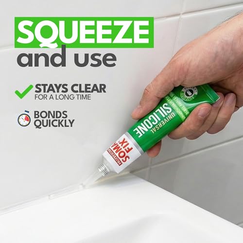 Image of Clear Silicone Caulk (No Gun Needed) Flexible & Waterproof Caulking Tube | Silicone Sealant for Bathroom, Kitchen, Aquarium, Sink, Window, Countertop - 1.7 fl.oz