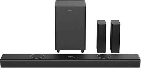 Philips TAB8750 Sound Bar for TV, 7.1.4 ch Speakers, Dolby Atmos/eARC, 12 Speakers, 970W Wireless Subwoofer, Bluetooth 5.4, Remote Control, Compatible with PC/TV/PC/Smartphones, HDMI Cable Included