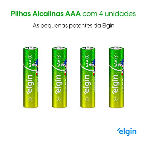 Pilha Alcalina, Elgin, Palito AAA, Blister com 4