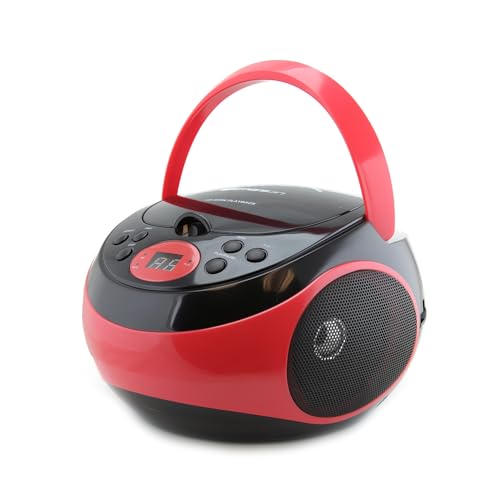 Emerson EPB-3000 Portable CD Player with AM/FM Radio, Programmable Memory, Dual Stereo Speakers, 3.5mm AUX Input, and Two-Way Power for Home or On-The-Go Entertainment – Ideal for Music Lovers