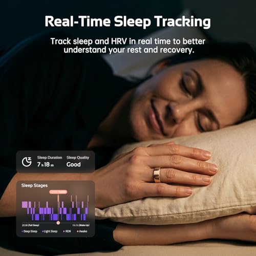 Image of opove O Ring Smart Ring Rose Gold-Size12, Get the Sizing Kit First, No Subscription, Comfortable Wearing, Fitness Ring for Android & iOS