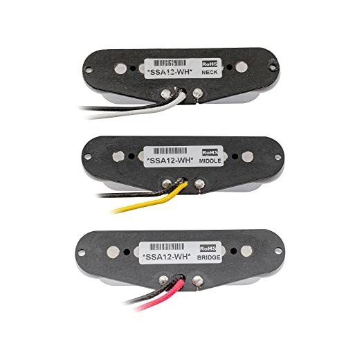 Artec Vintage Staggered Alnico 5 Single Coil Neck Middle Bridge Pickups Set For Strat Style Electric Guitar, White #TOP3