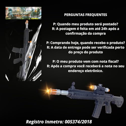 Europio - Arma De Brinquedo Som E Luz Led Movimento Fuzil M4 Arminha