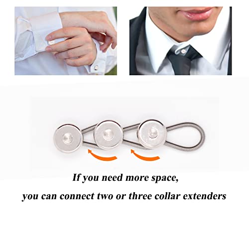 Button Extender for Shirts Men Collar Neck Extender 1/2 Inch Size Expansion for Dress Suits Pants, Silver 6 Pcs - Thumbnail 4