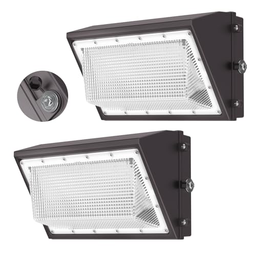 AIKVSXER 160W LED Wall Pack Light, 25600LM 6000K Dusk to Dawn Sensor, 2Pack