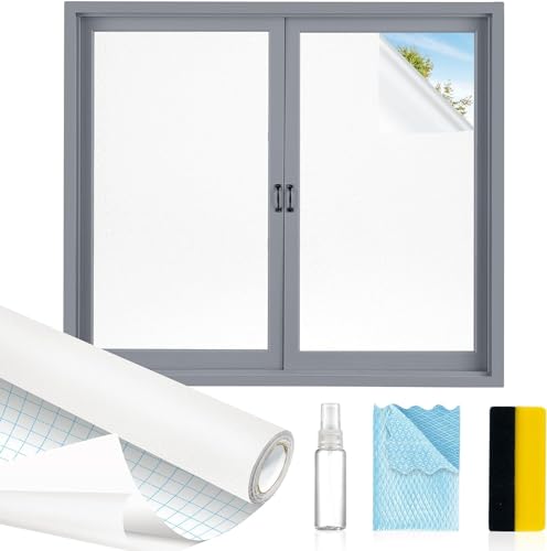 MAGIDEKOR Window Privacy Film with Installation Tools, Frosted Glass Window Film, Heat Blocking Static Clings Reusable Frosting Window Film for Bathroom, Home, Office - 23.6 Inch X 9.8 Feet