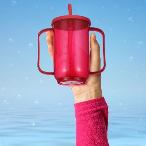 Sliner 3 Pcs Adult Sippy Cups for Elderly with Straw, Red by Sliner - Used condition - Image 4
