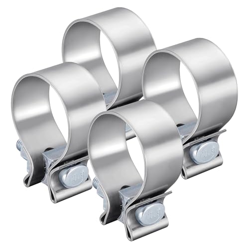 VPZMT 1.75 Inch Muffler Exhaust Clamp for Harley Davidson Touring Street glide-Electra glide-Road king-Road glide, Stainless Steel 304 (4 Pack)