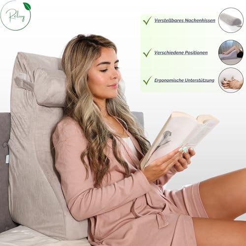 Relivy - Lesekissen mit Memory-Schaum | Ergonomisches Rücken- & Keilkissen für Bett, Sofa & Couch | Orthopädisches Stützkissen gegen Rückenschmerzen & Verspannungen