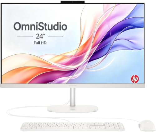 HP OmniStudio 61 cm FHD �I�[���C������PC�A8GB DDR5�A128GB UFS�A�z�[��&�r�W�l�X | Intel�N�A�b�h�R�ACPU�AWi-Fi 6�ABluetooth 5.4�A�L�[�{�[�h&�}�E�X�AWindows 11�A�ƒ�p�݌v�B