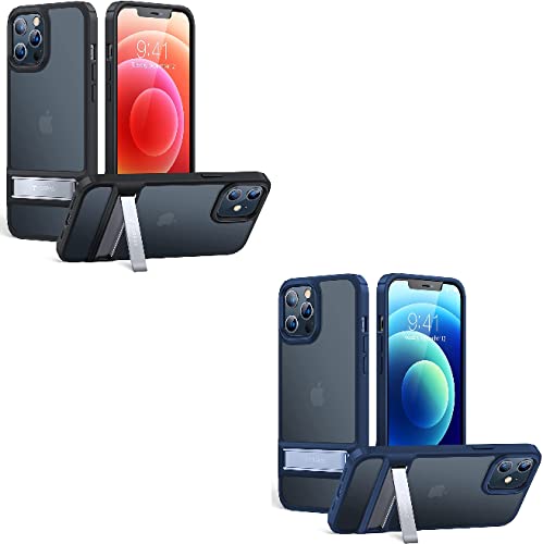 TORRAS MarsClimber Compatible for iPhone 12 Pro Case/iPhone 12 Case [2 Color] [3 Stand Ways], Mystic Black and Matte Blue