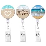 Badge Reel Retractable ID Badge Holder Beach Badge Reels with Alligator Clip on ID Card Holders (3 P