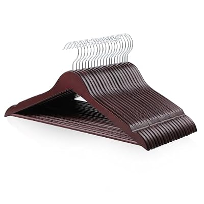 Amazon Basics Durable Wooden Suit Clothes Hangers, Closet Organizer, Cherry, 20-Pack