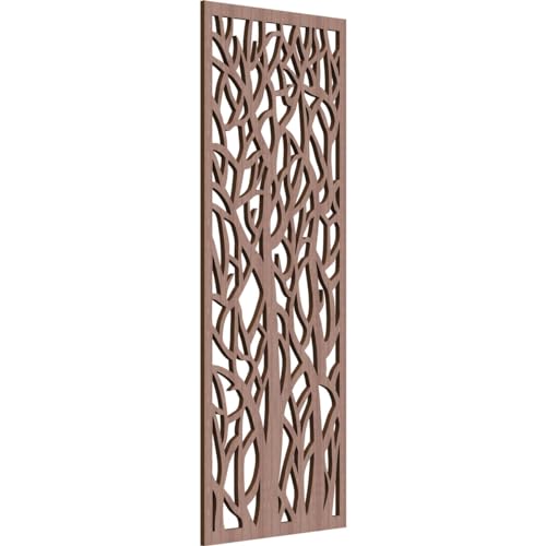 Odessa Decorative Pierced Fretwork Wood Wall Panels, 17 3/8"W x 44 3/8"H x 3/8"T, Walnut