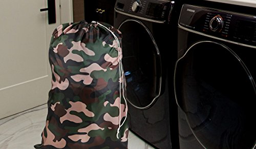 Nylon Laundry Bag - Locking Drawstring Closure And Machine Washable. These Bags Will Fit A Laundry Basket Or Hamper And Strong Enough To Carry Up To Three Loads Of Clothes. (Camouflage) #TOP2