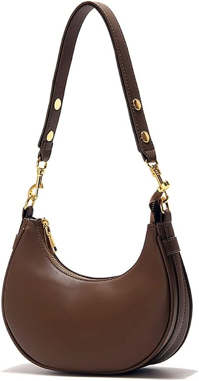 Mn&Sue Crescent Hobo Bag for Women, PU Leather Crossbody Shoulder Purse, Lightweight Medium Handbag with Adjustable Strap