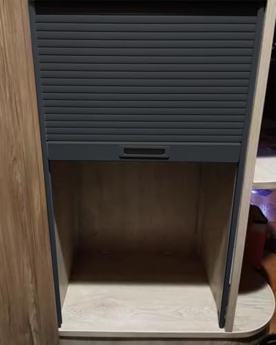 ZIMGOD Porta a Soffietto Anta Scorrevole a Serrandina Kit per Mobile da Cucina, Ante Pieghevoli per Armadio/Credenza/Guardaroba, Serranda Avvolgibile di Ricambio con Guide(Black,70x55cm (28x22))