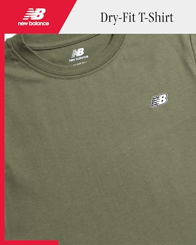 New Balance Boys Shirts - Athletic Performance Dry Fit Boys Tshirts, Soft Crewneck Short Sleeve Shirts for Boys, Size 8, Olive Leaf
