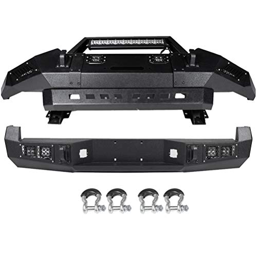OCPTY Texture Black Front Bumper + Rear Bumper with D-ring for 2005-2015 for Toyota Tacoma