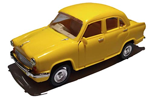 Image of Made of Non Toxic Plastic Toys Ambassador Car, Pack of 1, Pull Back Action Toys, with Soft Edges Around 15 CM in Length & 100 gram. Color (Yellow)