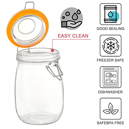DANALLAN Wide Mouth Mason Jars, 4Pcs 32 oz Glass Jars with Airtight Lid Large Mason Canning Jars Clear Storage Canister Jars with Measurement Marks for Canning Flour Jam Jelly Coffee Sugar Beans - Thumbnail 2