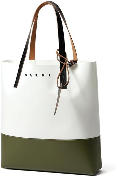 MARNI レザー トートバッグ ホワイト/グリーン MARNI レザー トートバッグ ホワイト/グリーン MARNI レザー トート