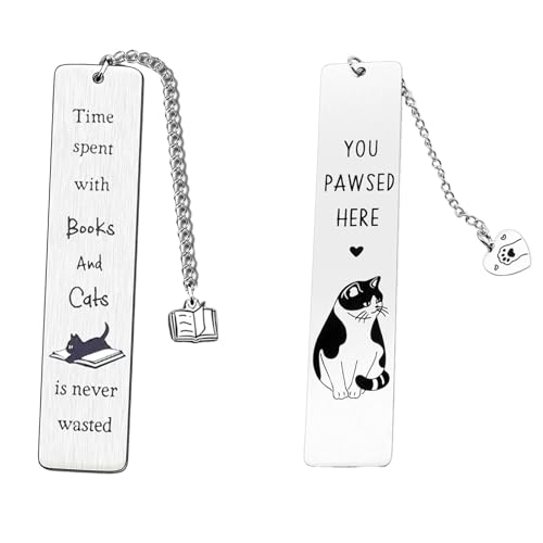 2 Piezas Marcapáginas Gato,Marcapáginas personalizados de metal,Marcapáginas Para Amantes de los Libros,Amantes,Amigos,Colegas,Novias Regalos de Cumpleaños,Regalos de Despedida