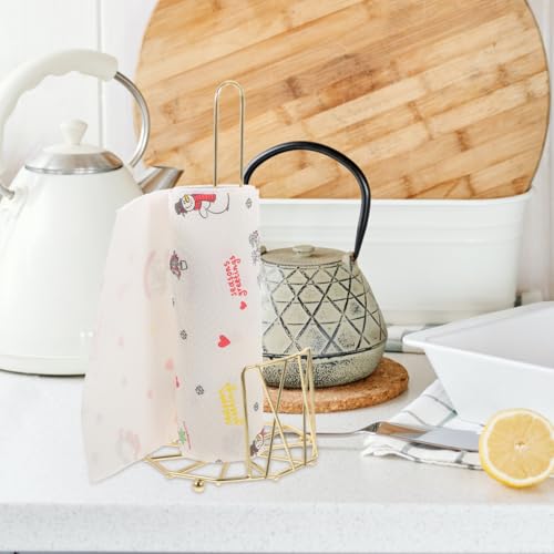 Soporte de papel de cocina dorado ABOOFAN de hierro para encimera 7