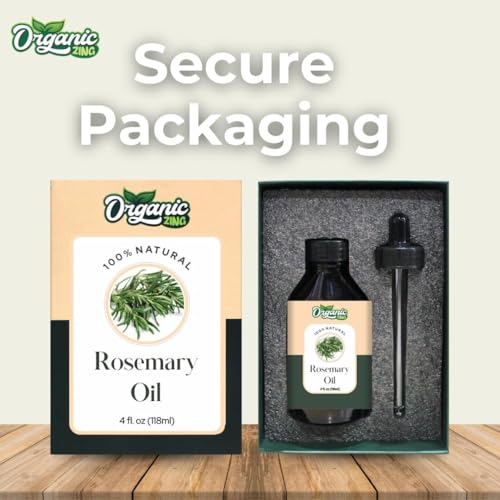 Image of Organic Zing Rosemary Essential Oil Pure & Natural for Skin, Face, Hair Care, Aromatherapy, Diffuser, Conditioner - 118ml